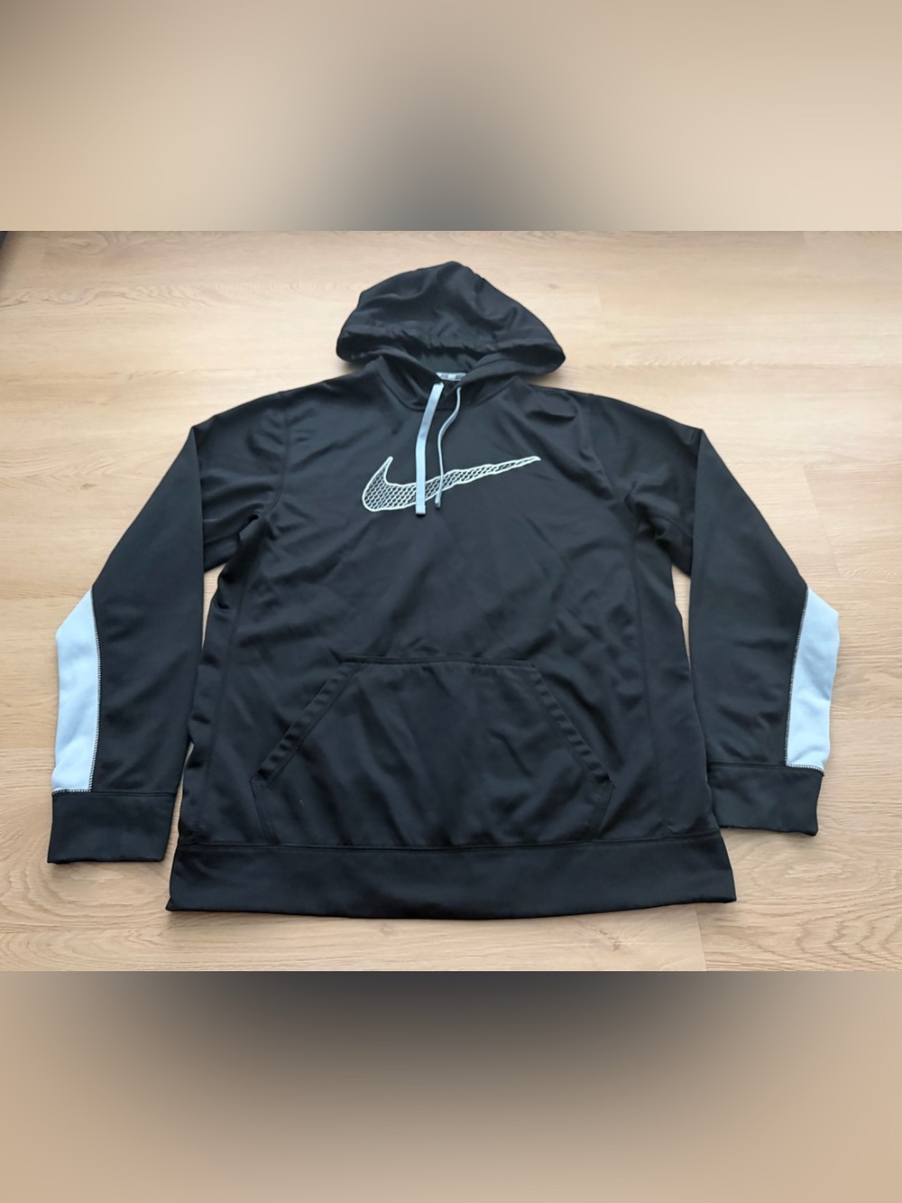 Nike Therma-Fit Hoodie Mens L Black Blue Pullover Sweatshirt Swoosh 543467-011